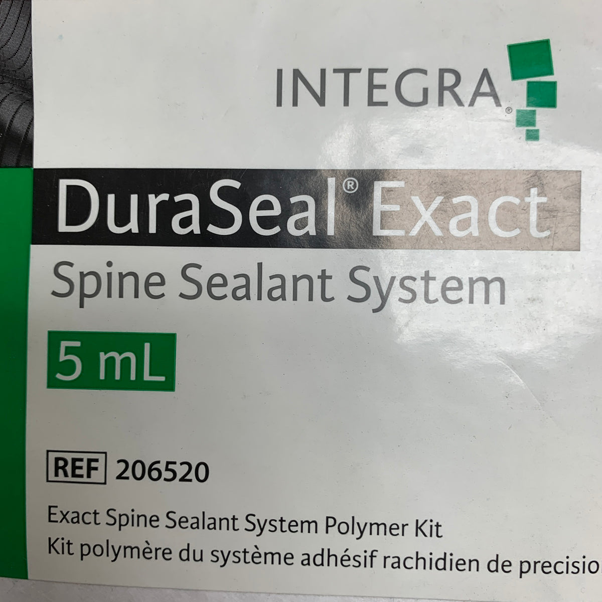 INTEGRA REF 206520 DuraSeal Exact Spine Sealant System 5mL Polymer Kit, EXP 2020-12