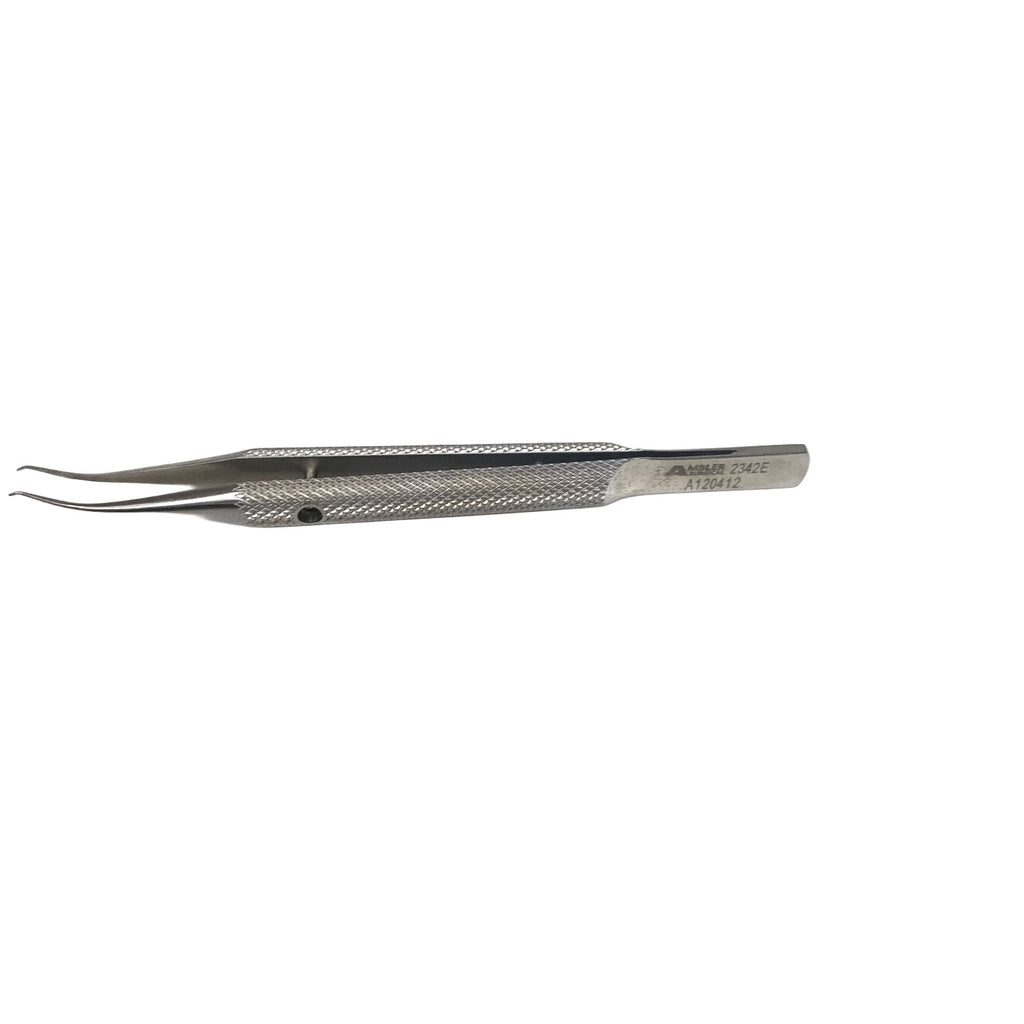AMBLER REF 2342E Girard corneoscleral forceps 4 1/4'',left hand use, 0.3mm 1x2 teeth set at 90º, 6.0mm tying platforms, round handle
