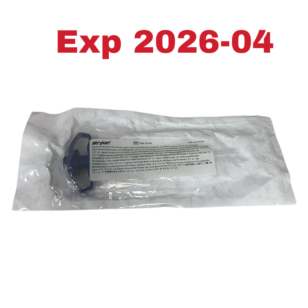 STRYKER 0306-130-000 13 G Match-Ground Four Facet Tip Introduction Needle 5.0 inch (12.7 cm) Exp 2026 04