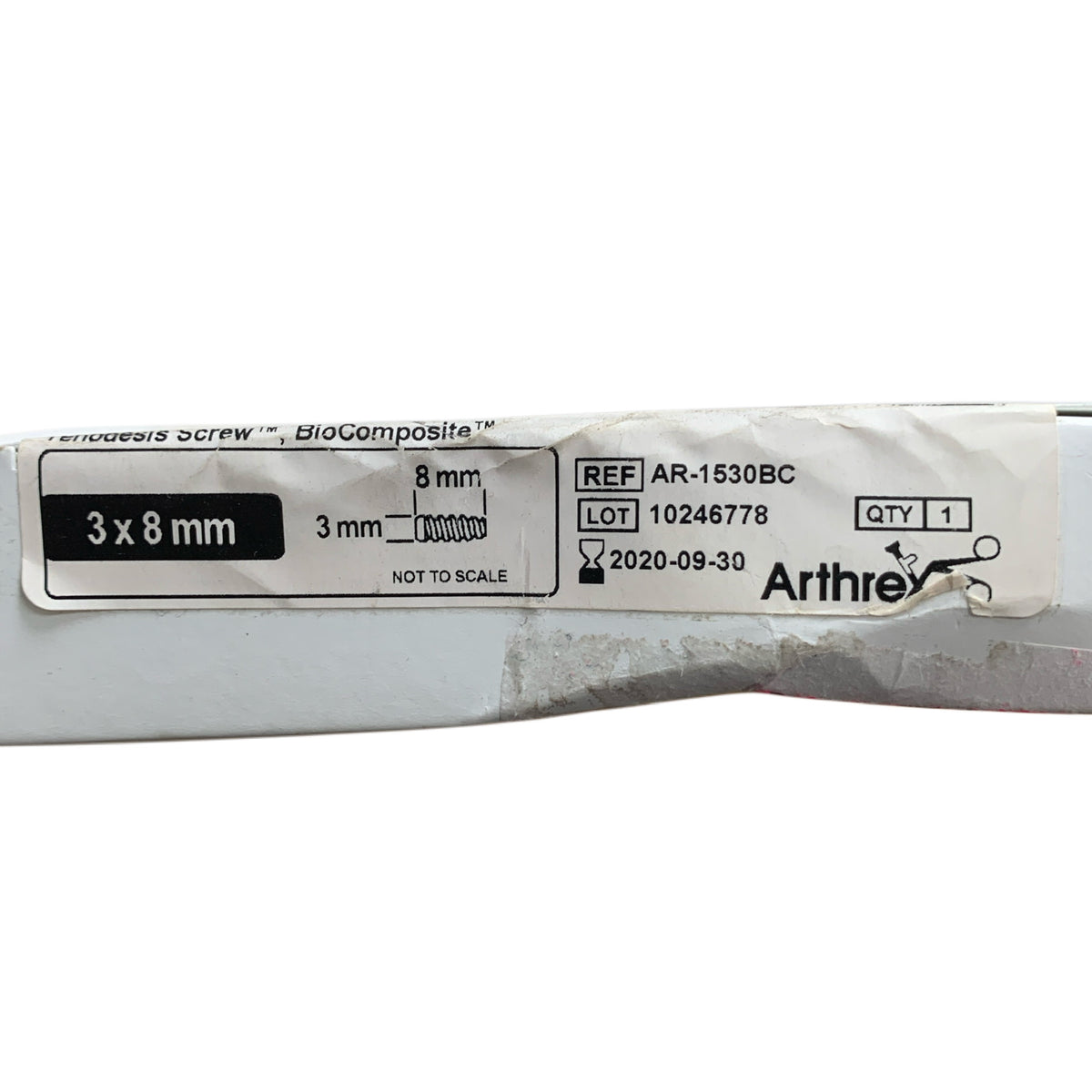 ARTHREX REF AR-1530BC Tenodesis Screw BioComposite 3 x 8mm, EXP 2020-09