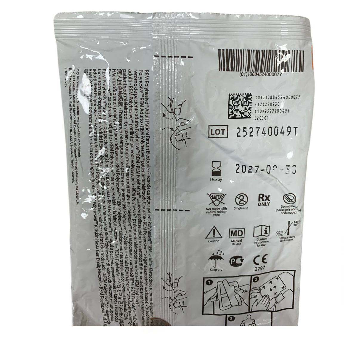 COVIDIEN E7507 Valleylab REM Polyhesive Adult Patient Return Electrode Exp 2027 09