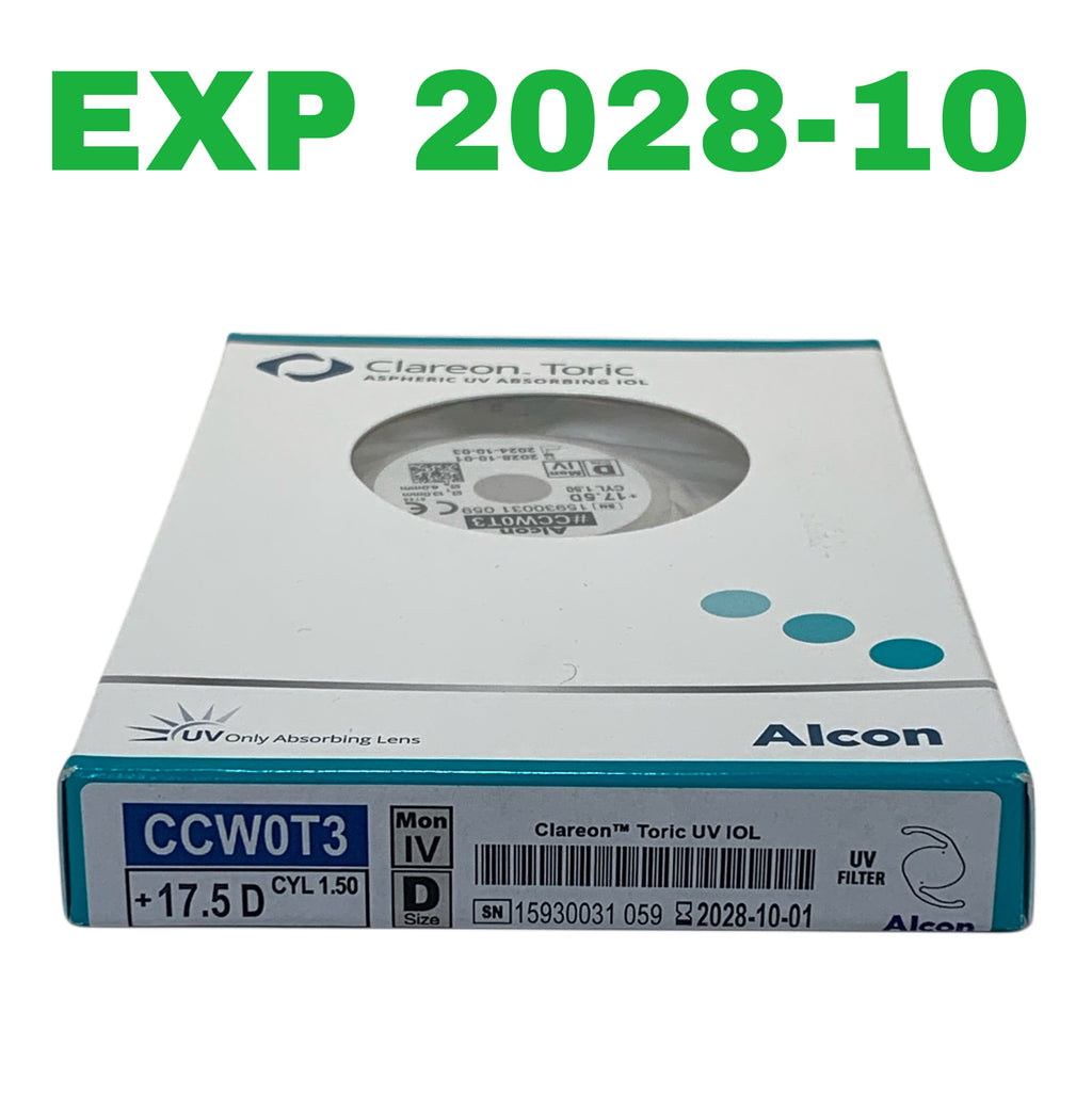 ALCON REF CCW0T3 Clareon Toric UV IOL Aspheric Intraocular Lens +17.5 D CYL 1.50, EXP.2028/10