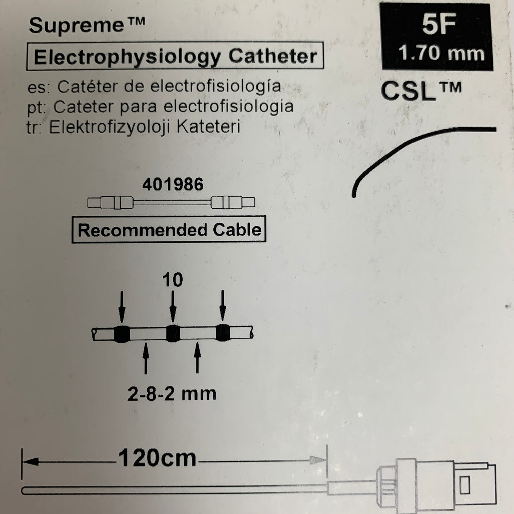 ST JUDE MEDICAL 401863 Supreme Electrophysiology Catheter 5F 1.70 mm 120 cm EXP 2025 10