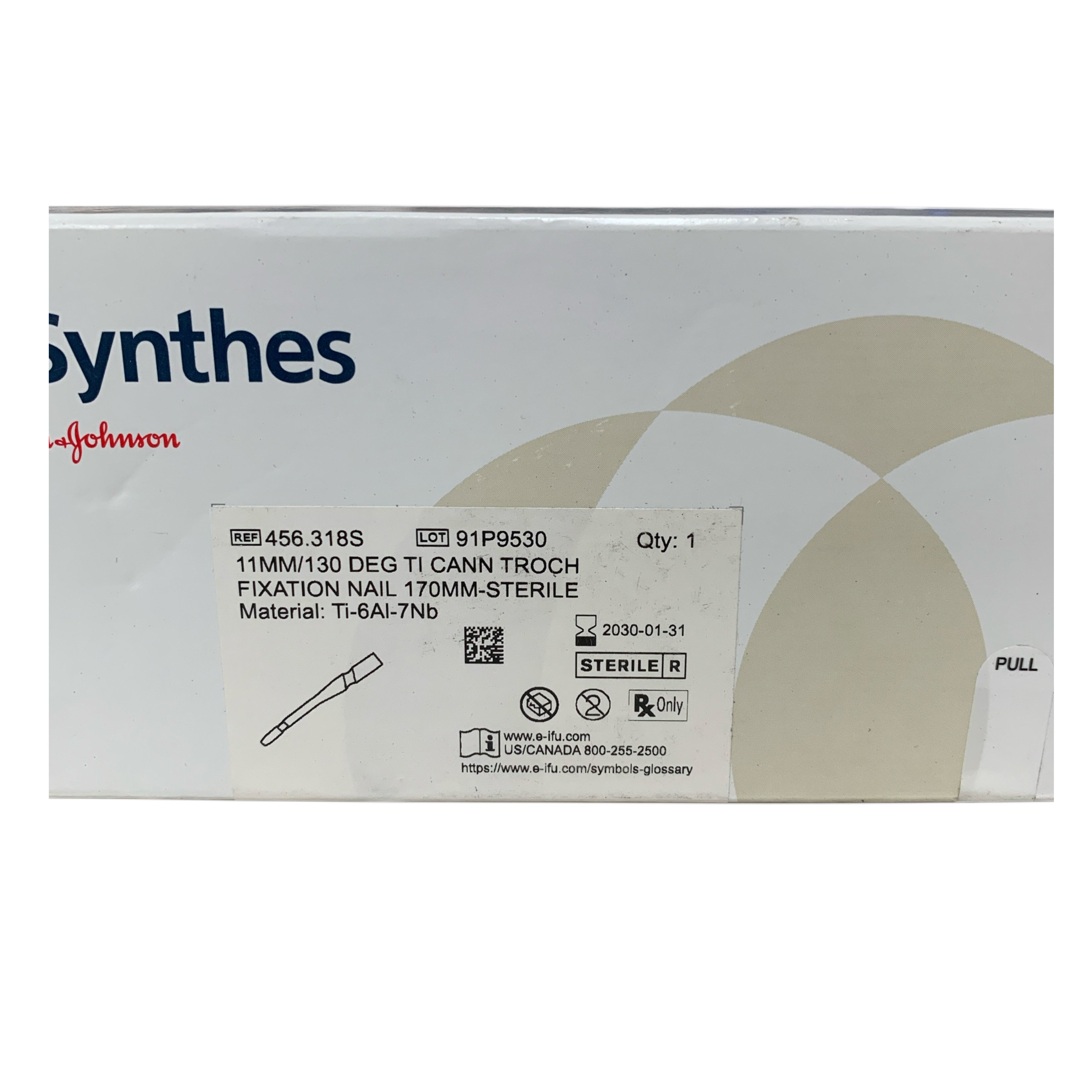 DEPUY SYNTHES REF 456.318S 11MM/130 DEG TI CANN TROCH FIXATION NAIL 170MM STERILE Exp 2030 01