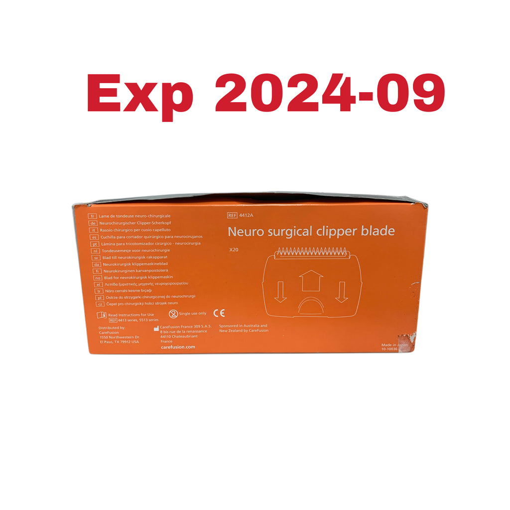 CAREFUSION 4412A Neuro Surgical Clipper Blade Box of 20 Exp 2024 09