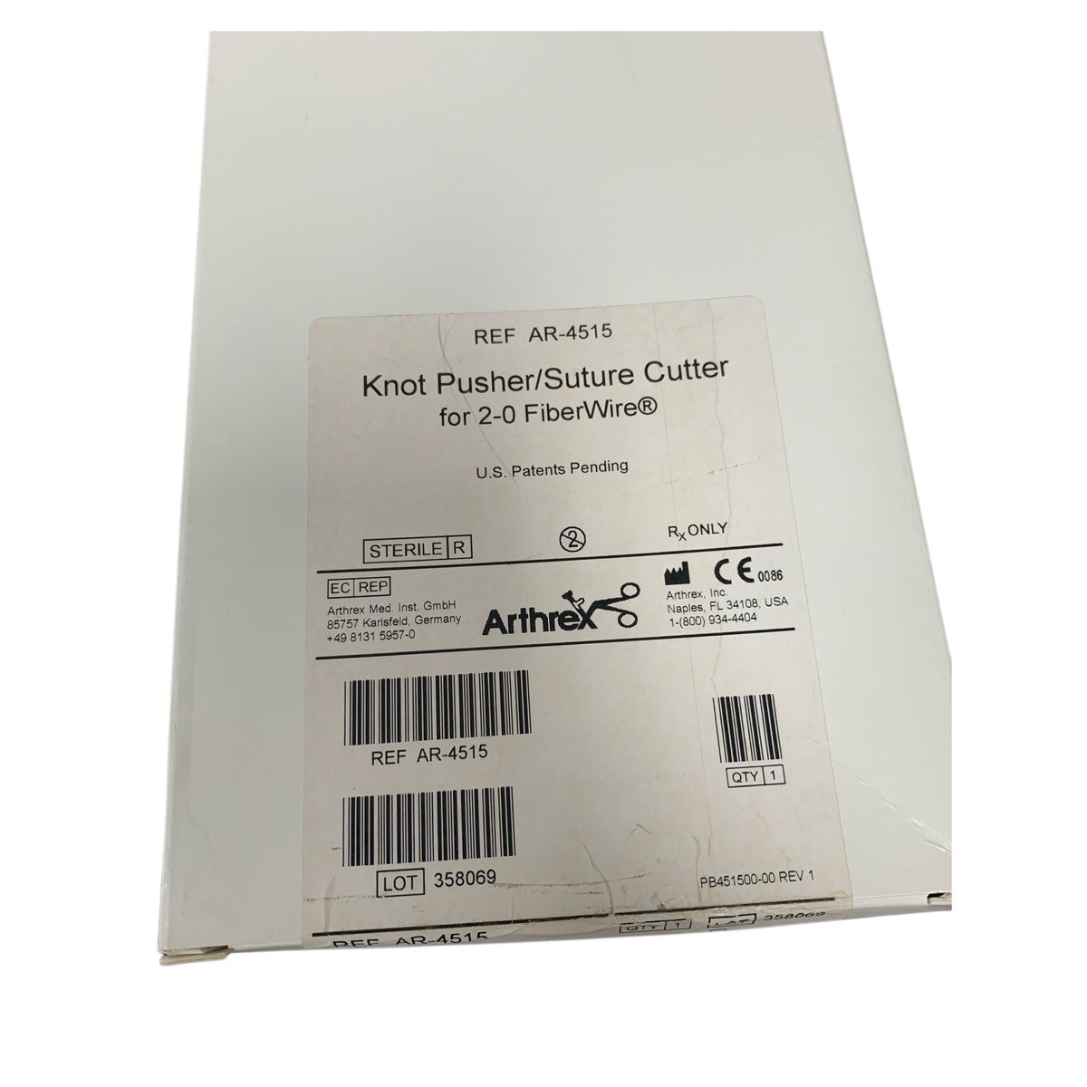 ARTHREX AR-4515 Knot Pusher Suture Cutter for 2-0 FiberWire EXP 2015 10