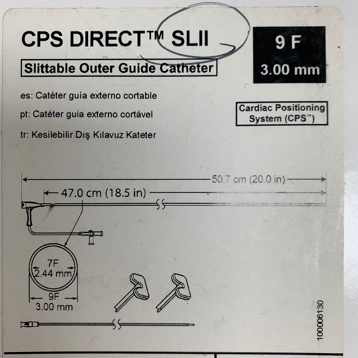 ST JUDE MEDICAL DS2C001 STR CPS Direct SLII Slittable Outer Guide Catheter 9 F 3.00 mm 47 cm EXP 2020 03