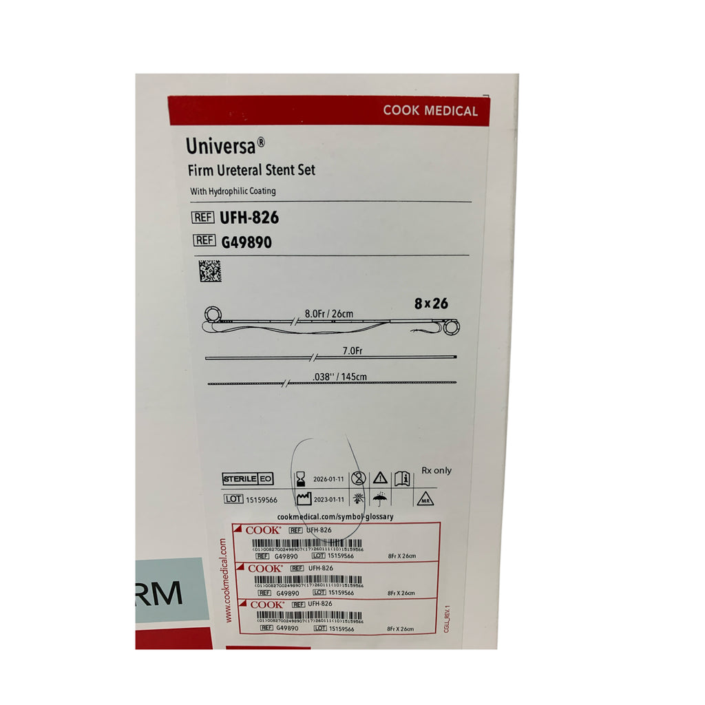 COOK MEDICAL UFH-826 / G49890 Universa Firm Ureteral Stent Set 8Fr x 26cm Exp 2026 01