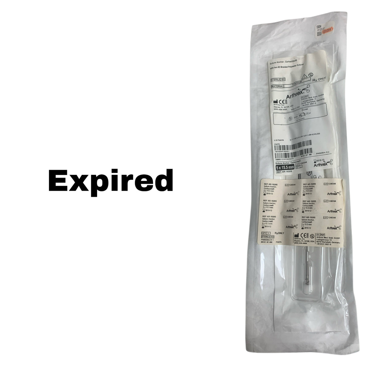 ARTHREX AR-1920S Titanium Corkscrew Suture Anchor 5x15.5mm, EXP 2019-12