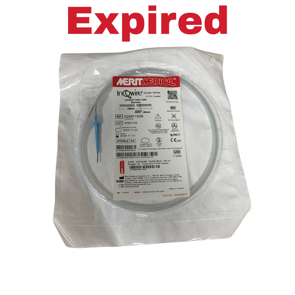 MERIT MEDICAL IQ35F150B InQwire Guide Wire PTFE Coated Straight Fixed Core Bentson 150cm .035" Exp 2025 11