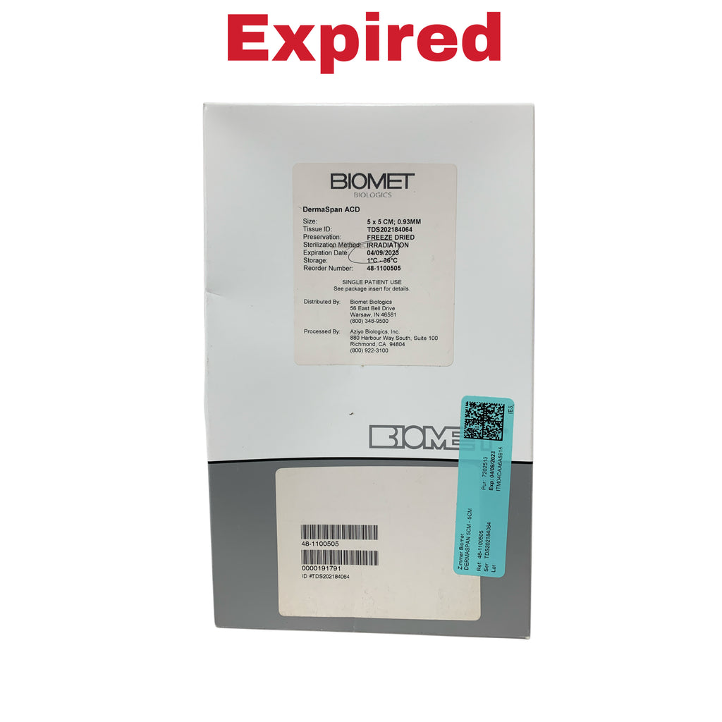 BIOMET REF 48-1100505 DermaSpan ACD Size 5 x 5 CM Exp 2023/04