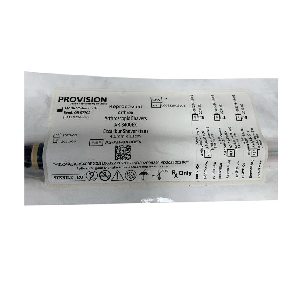 ARTHREX Reprocessed AR-8400EX ProVision Arthroscopic Shaver Excalibur Shaver tan 4.0mm x 13cm Exp 2021 06
