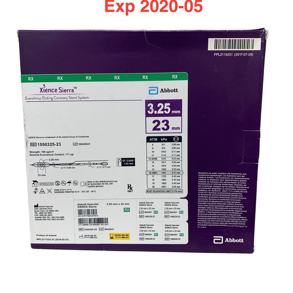 ABBOTT 1550325-23 Xience Sierra Everolimus Eluting Coronary Stent System 3.25 x 23 mm Exp 2020 05