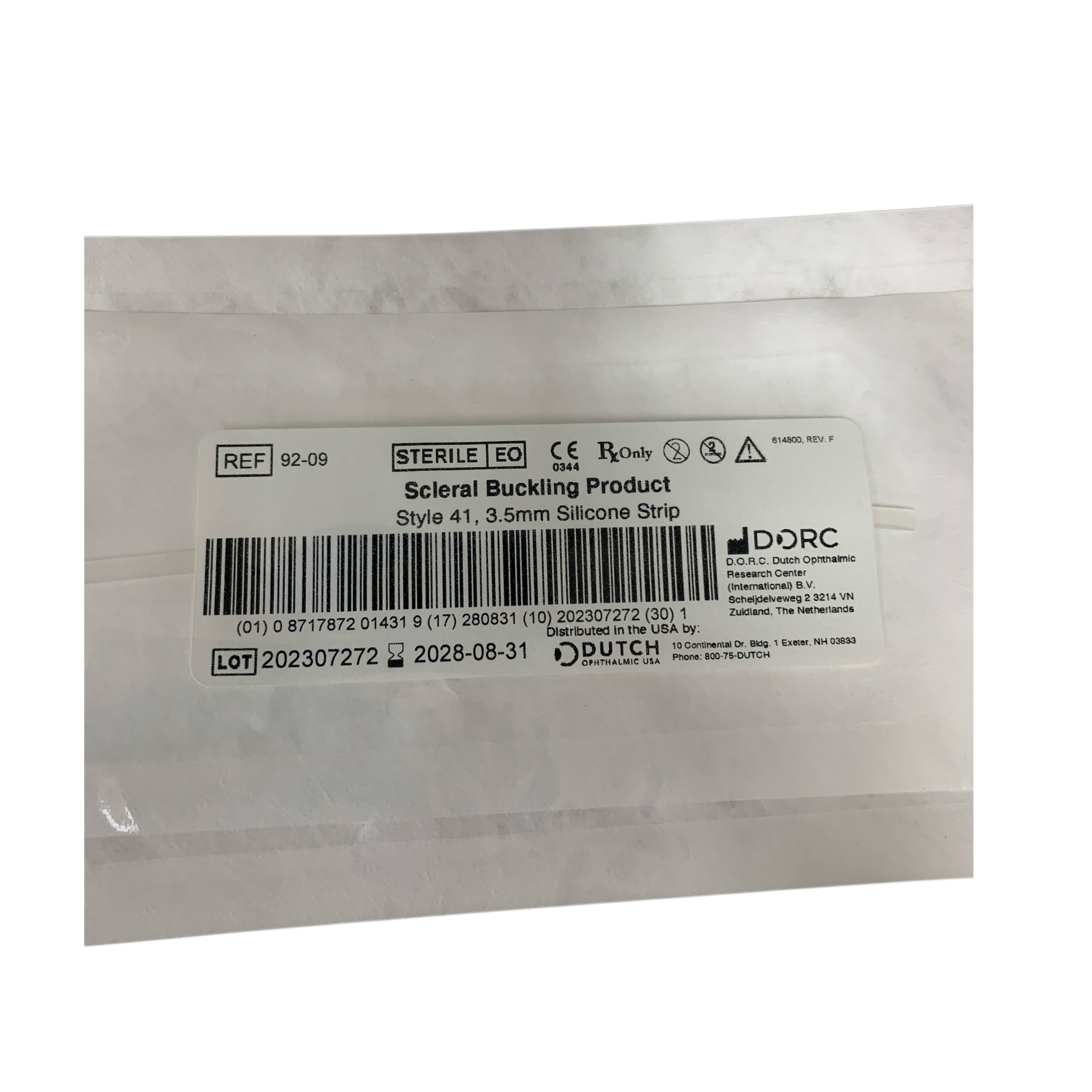 DORC REF 92-09 Scleral Buckling Product Style 41 3.5mm Silicone Strip, Exp.2028/08