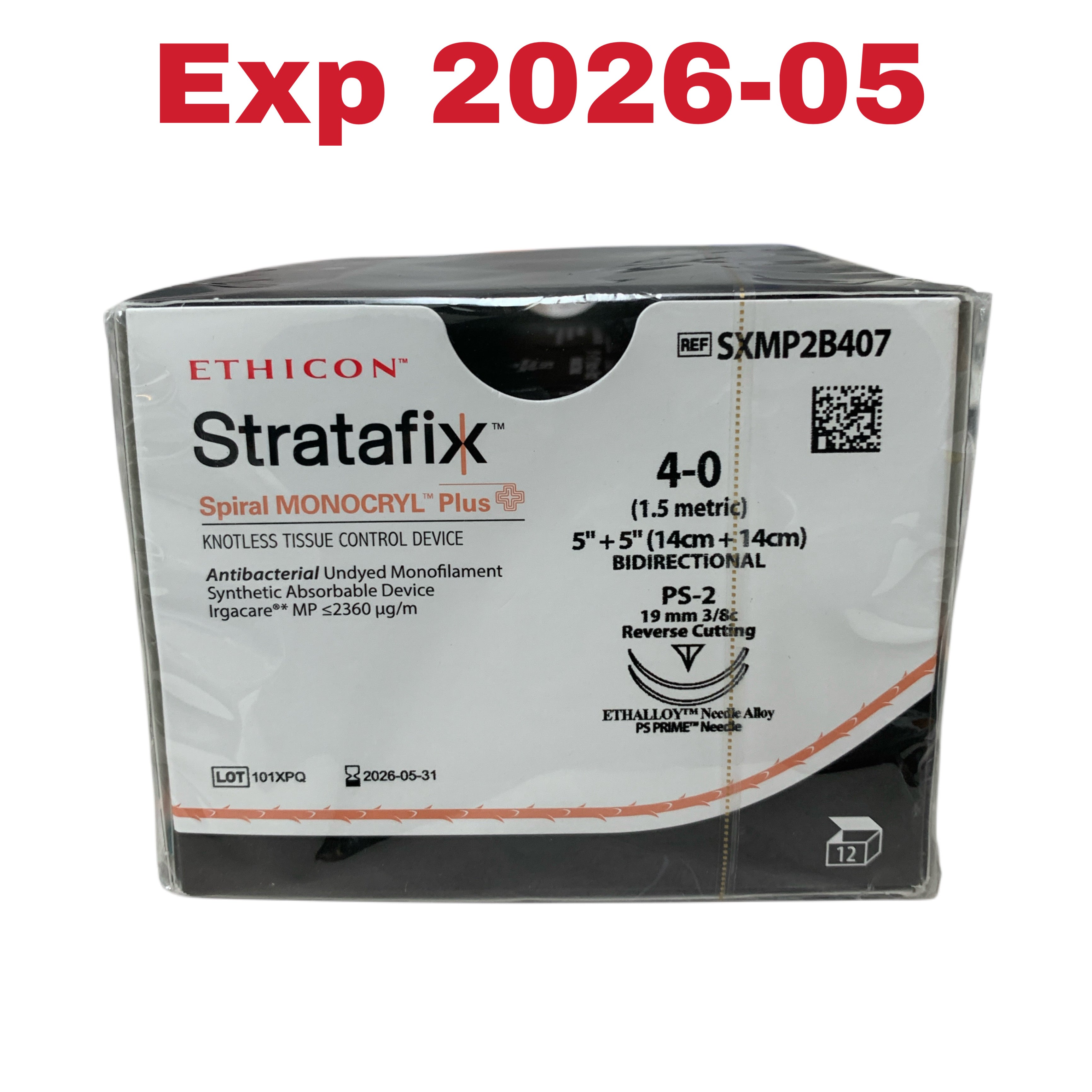 ETHICON REF SXMP2B407 Stratafix Spiral MONOCRYL Plus Knotless Tissue Control Device 4-0 Exp 2026 05
