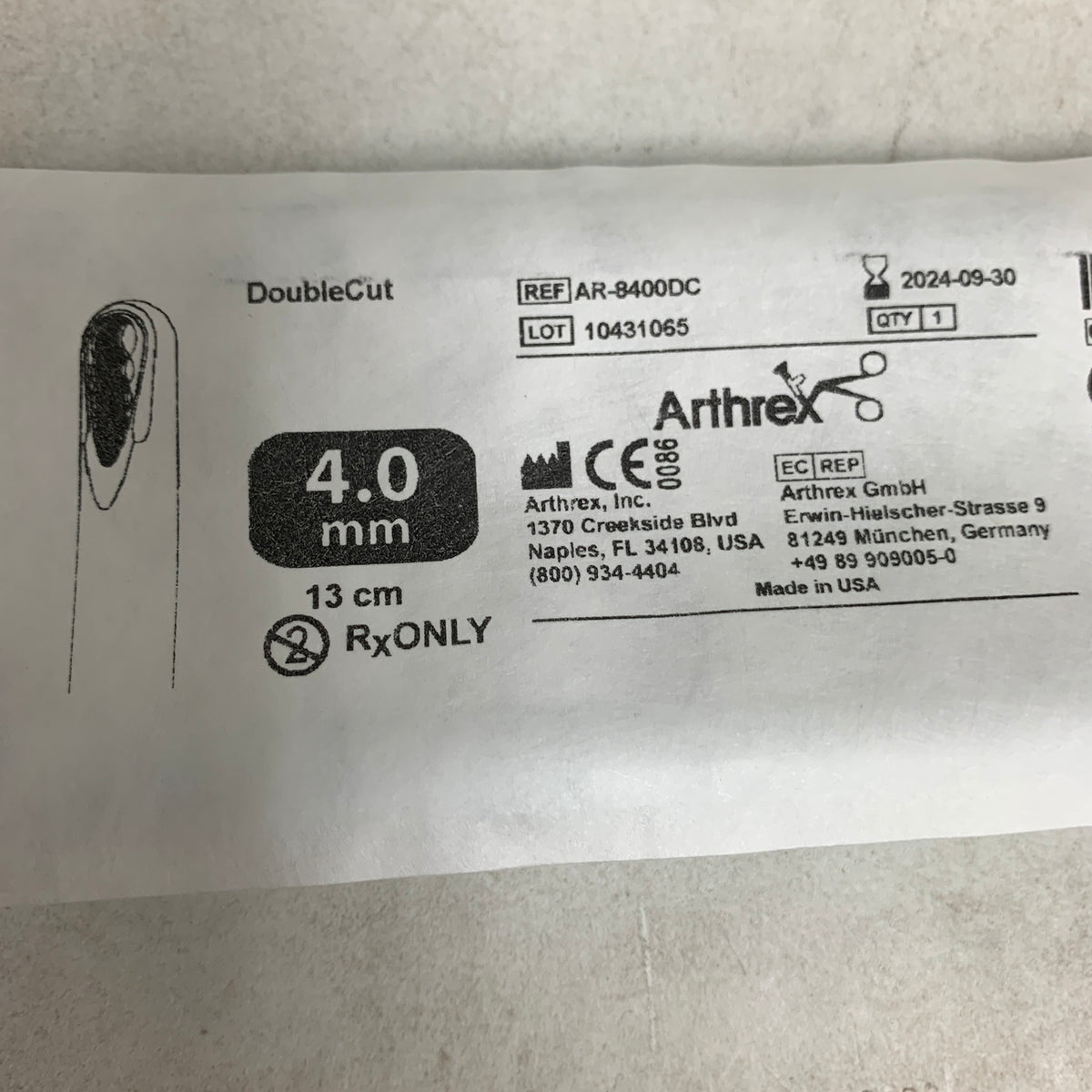 ARTHREX REF AR-8400DC DoubleCut 4.0 mm 13 cm, EXP 2024-09