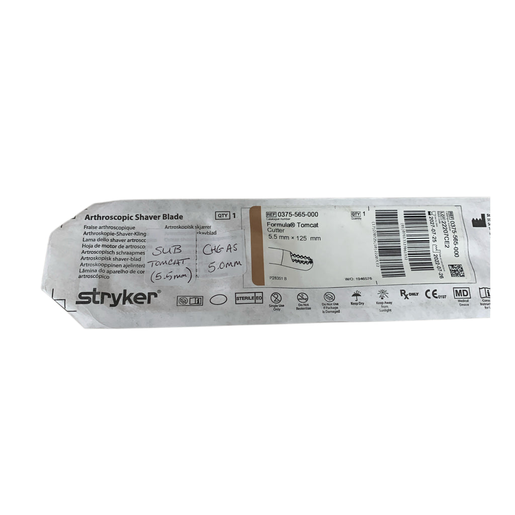 STRYKER REF 0375-565-000 Formula Tomcat Cutter Disposable Arthroscopy Shaver Blade 5.5 mm x 125 mm Exp 2027 07
