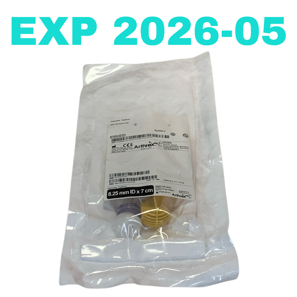 ARTHREX REF AR-6530 Twist-In Cannula 8.25 mm ID x 7 cm with No-Squirt Cap, Exp.2025/05