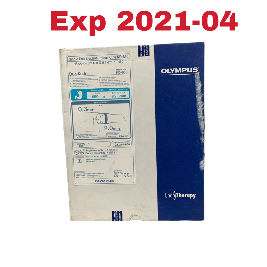 OLYMPUS KD-650L DualKnife Single Use Electrosurgical Knife 1650mm Min Channel Size 2.8mm Max Insertion Portion Diameter 2.7mm Exp 2021 04