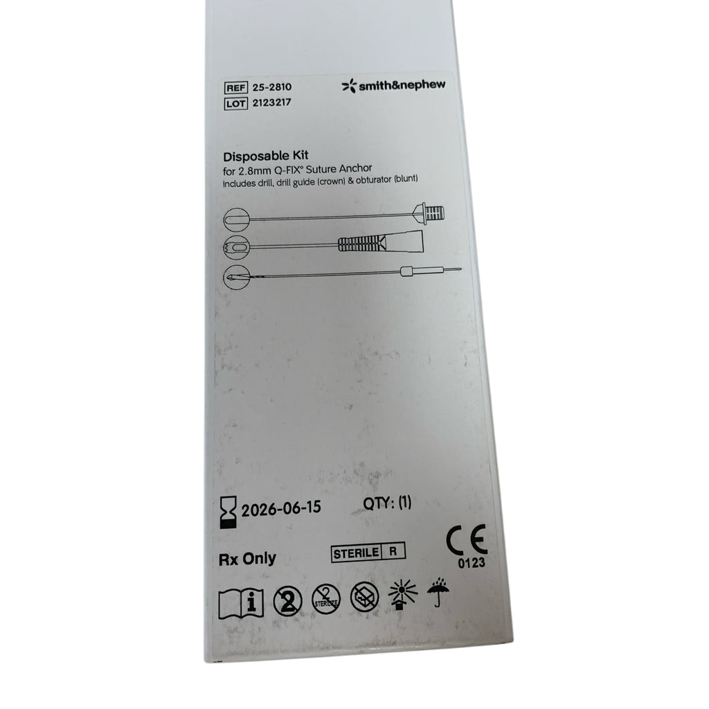 SMITH & NEPHEW REF 25-2810 Disposable Kit for 2.8mm Q-FIX Suture Anchor, Exp.2026/06