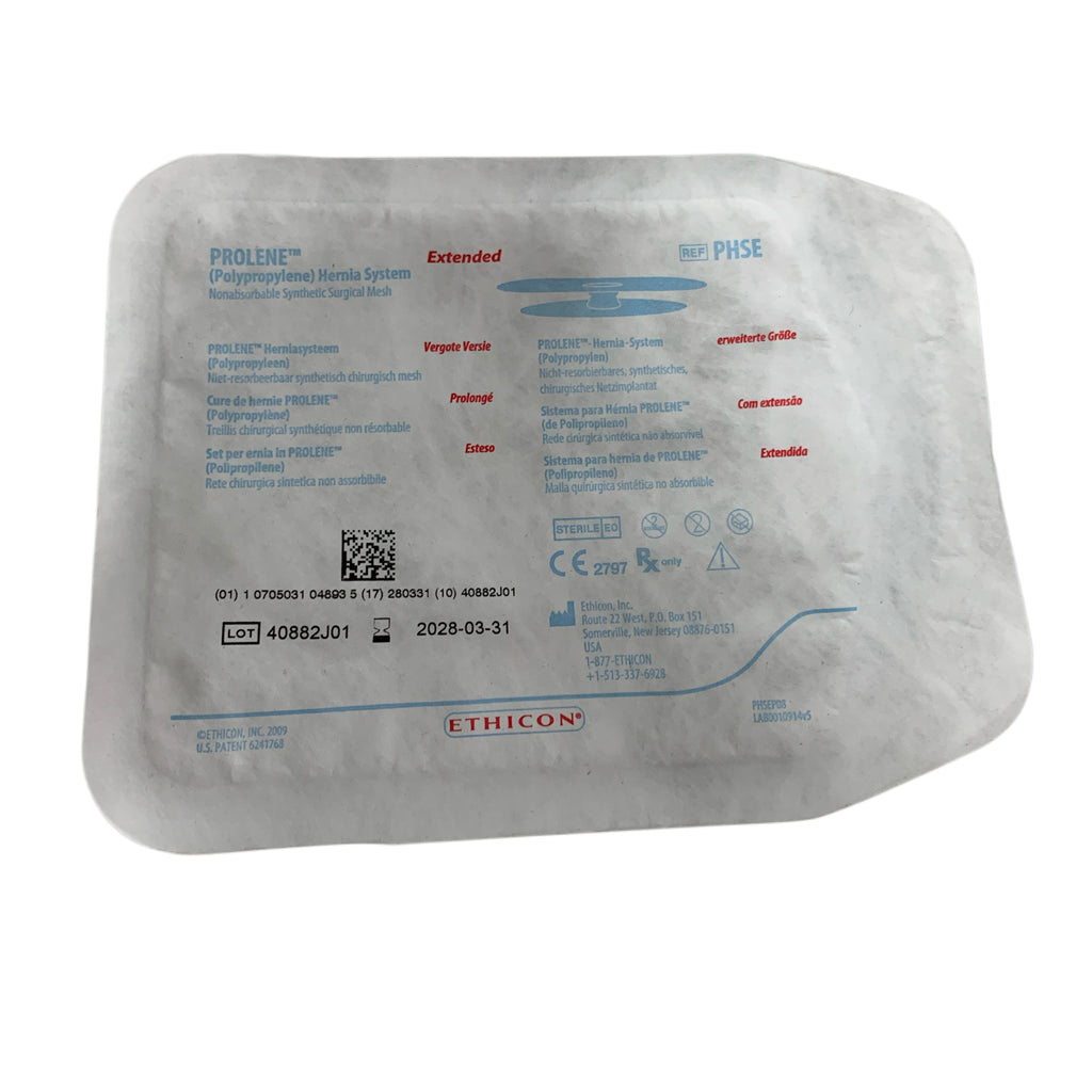 ETHICON REF PHSE PROLENE Polypropylene Hernia System Extended Nonabsorbable Synthetic Surgical Mesh, Exp.2028/03