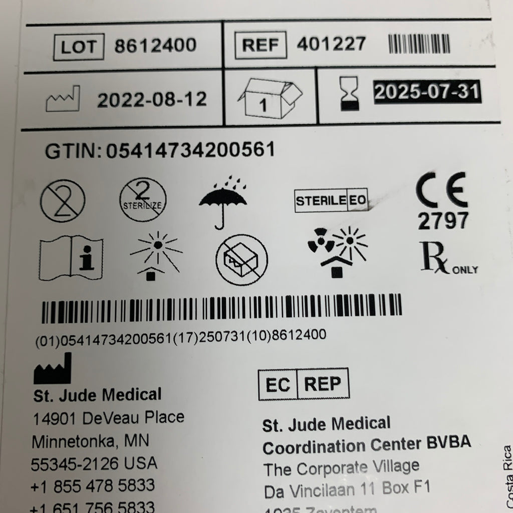 ST JUDE MEDICAL 401227 Response Electrophysiology Catheter 6F 2.0 mm 120 cm EXP 2025 07