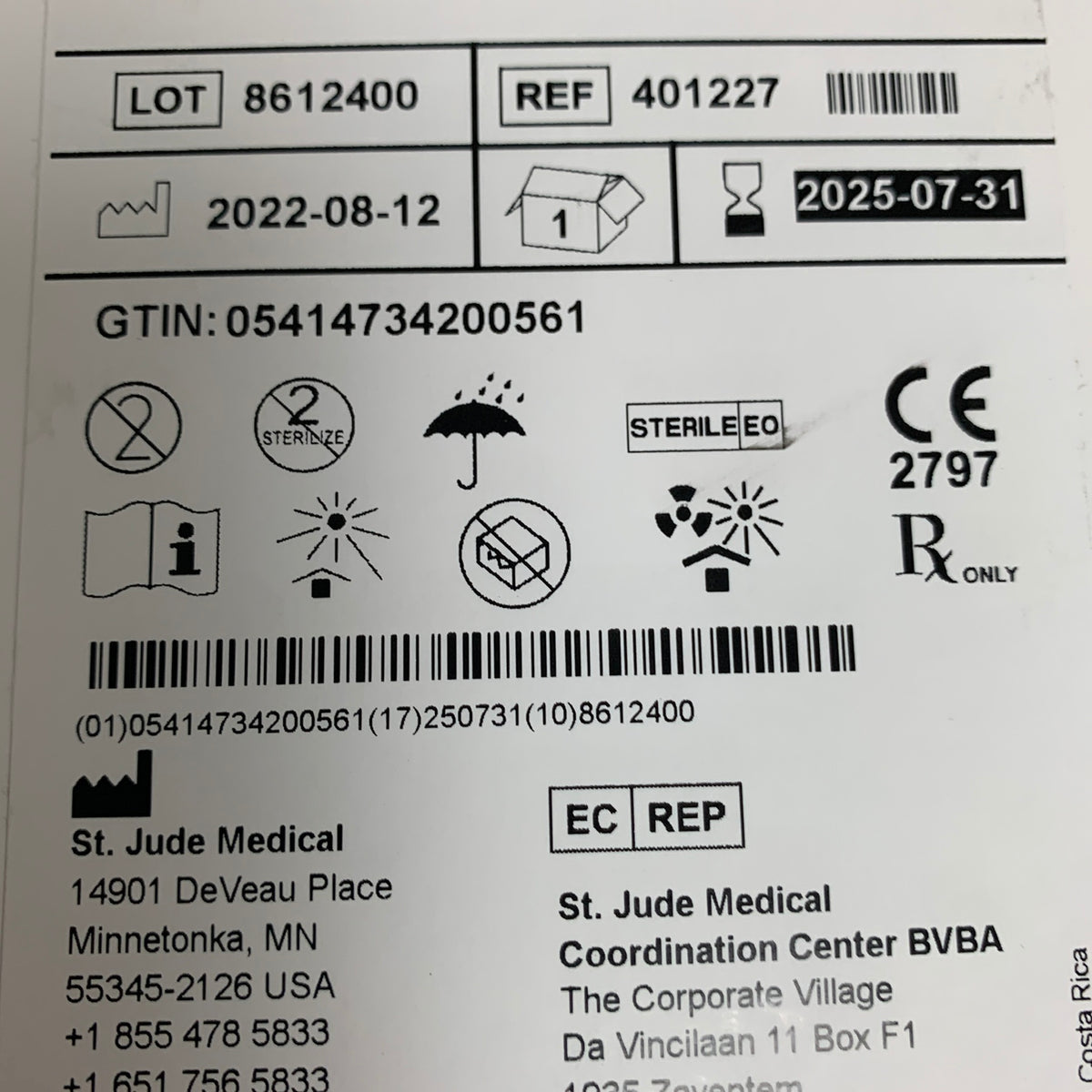 ST JUDE MEDICAL 401227 Response Electrophysiology Catheter 6F 2.0 mm 120 cm EXP 2025 07