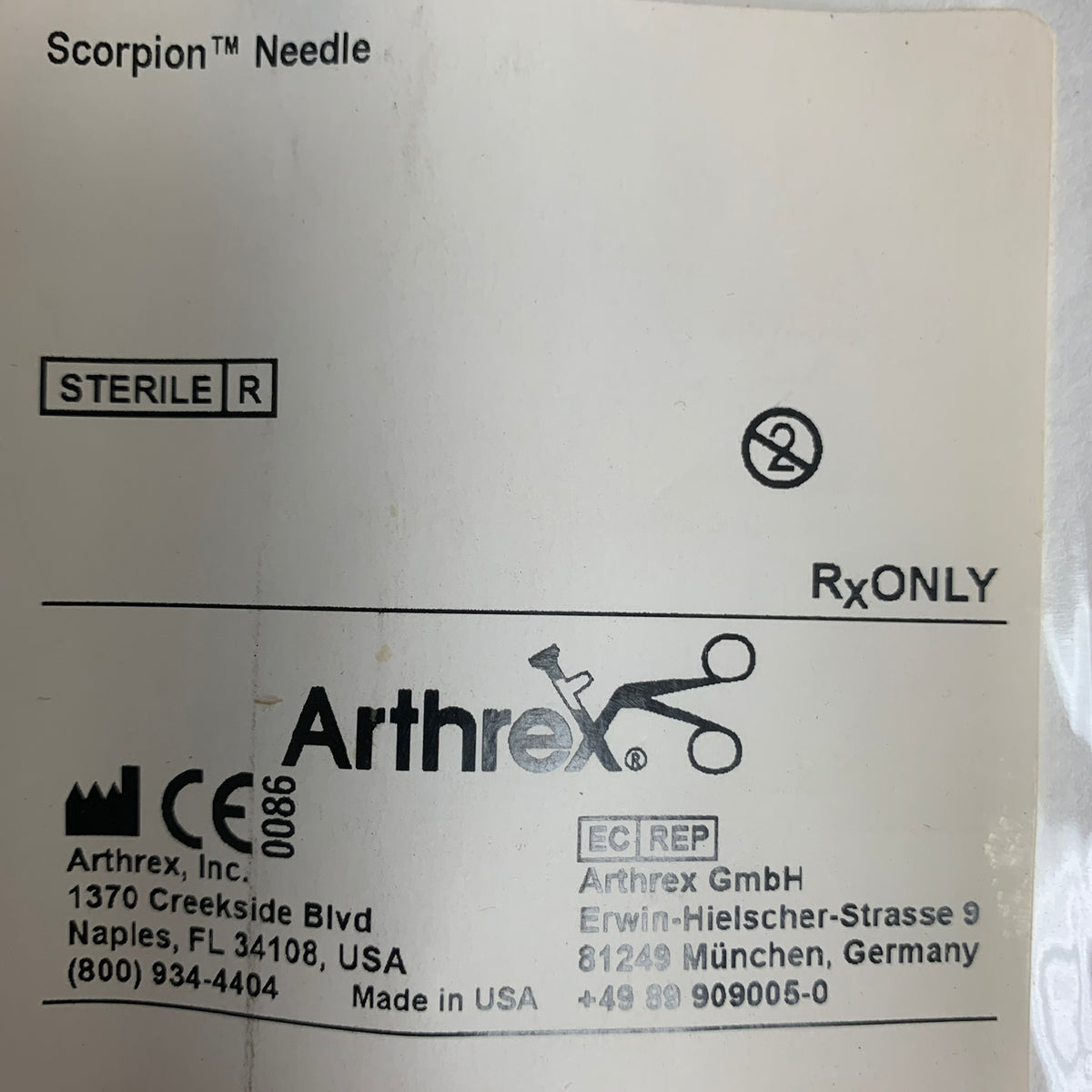 ARTHREX AR-13990N Scorpion Needle, EXP 2020-02