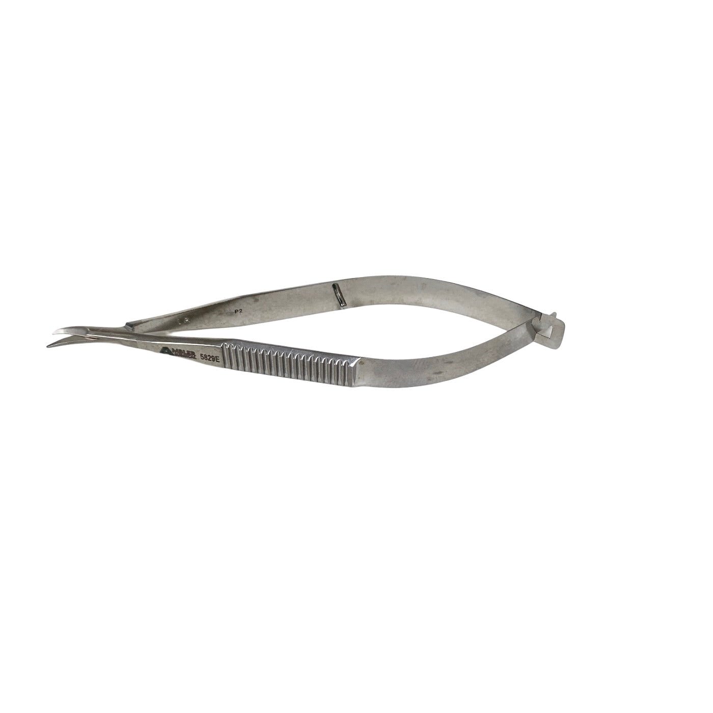 AMBLER REF 5829E Castroviejo corneal scissors 4 1/4'',mini model, curved left 11.0mm blades, blunt tips, flat handle