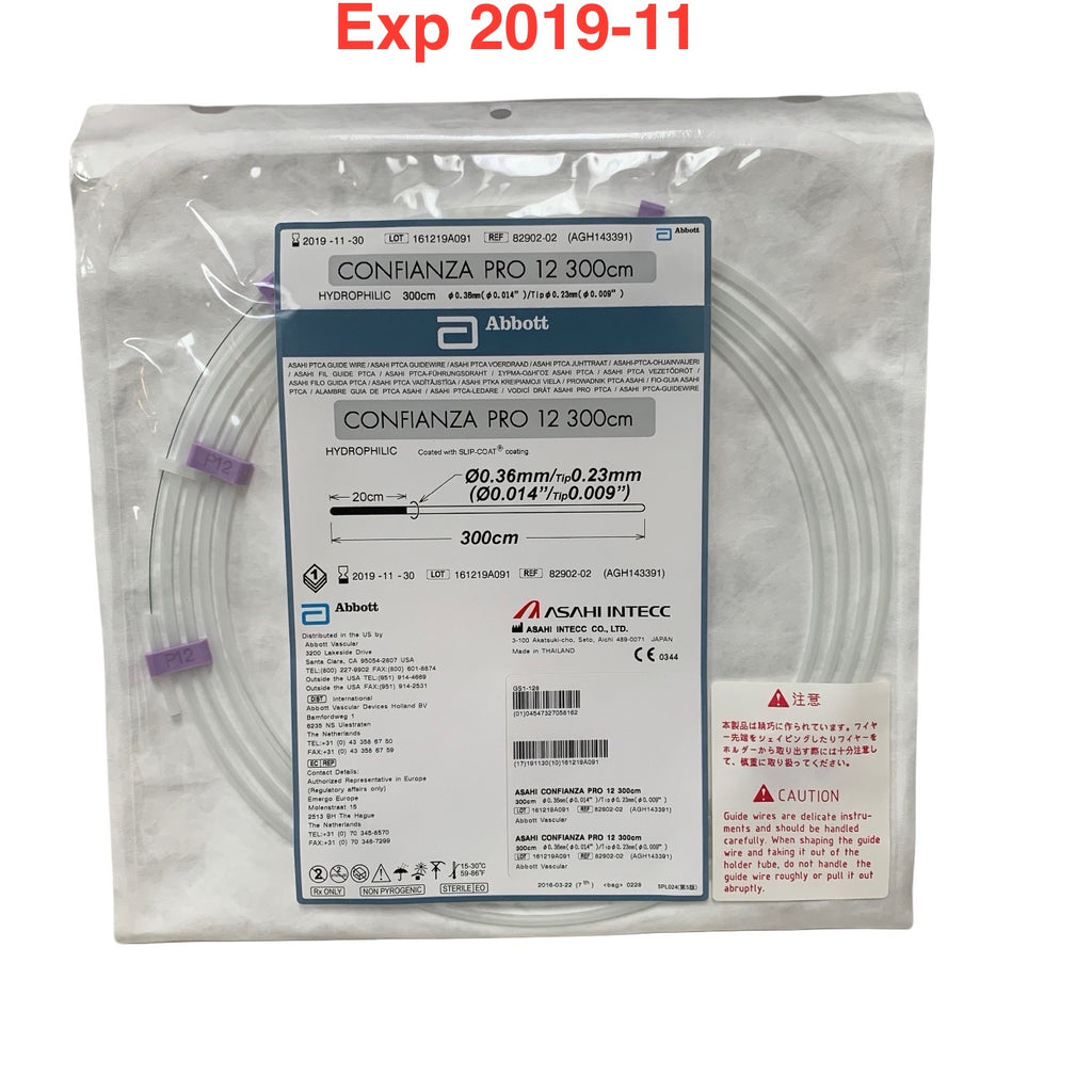 ABBOTT ASAHI INTECC 82902-02 / AGH143391 Confianza Pro 12 Hydrophilic Guide Wire 0.014in (0.36mm) 300cm Exp 2019 11