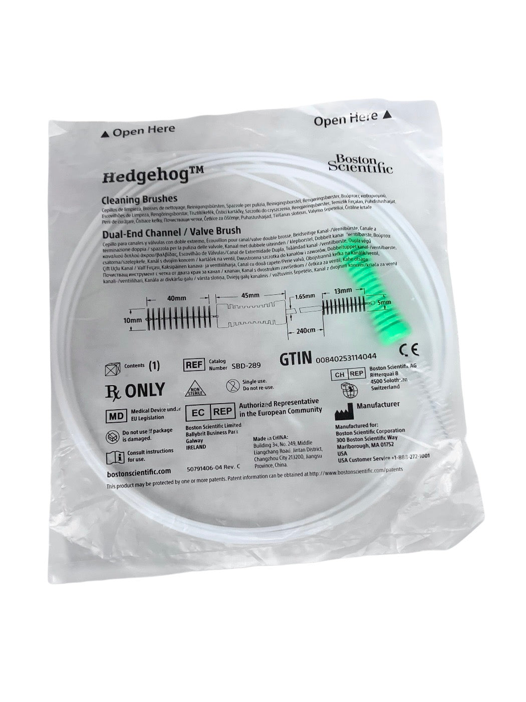 BOSTON SCIENTIFIC REF SBD-289 Hedgehog Dual-End Channel / Valve Cleaning Brush