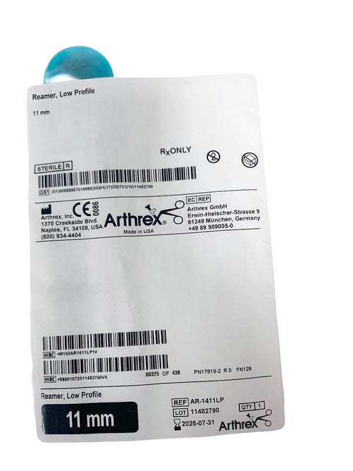 ARTHREX REF AR-1411LP Low Profile Reamer 11mm - Sterile Surgical Drill, EXP.2025-07