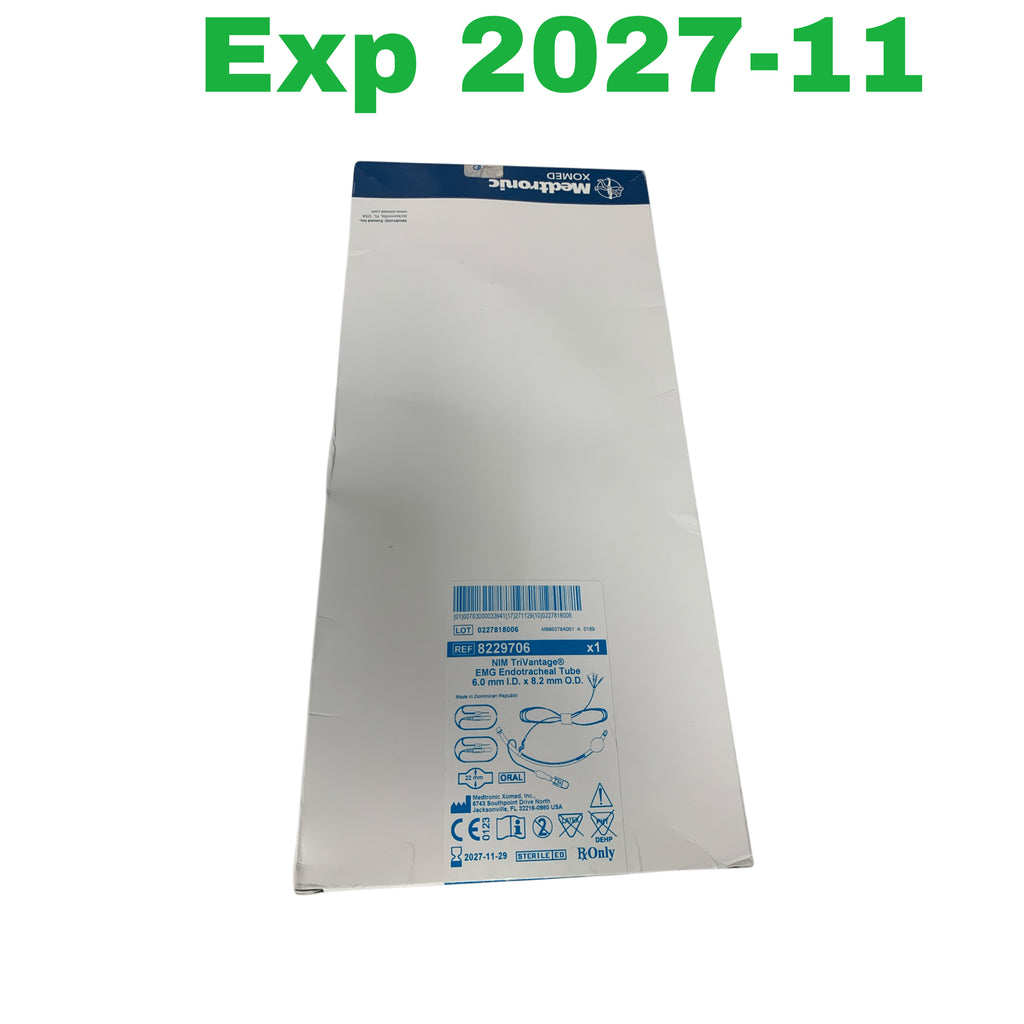 MEDTRONIC Xomed 8229706 NIM TriVantage EMG Endotracheal Tube 6.0 mm I.D. x 8.2 mm O.D. Exp 2027 11