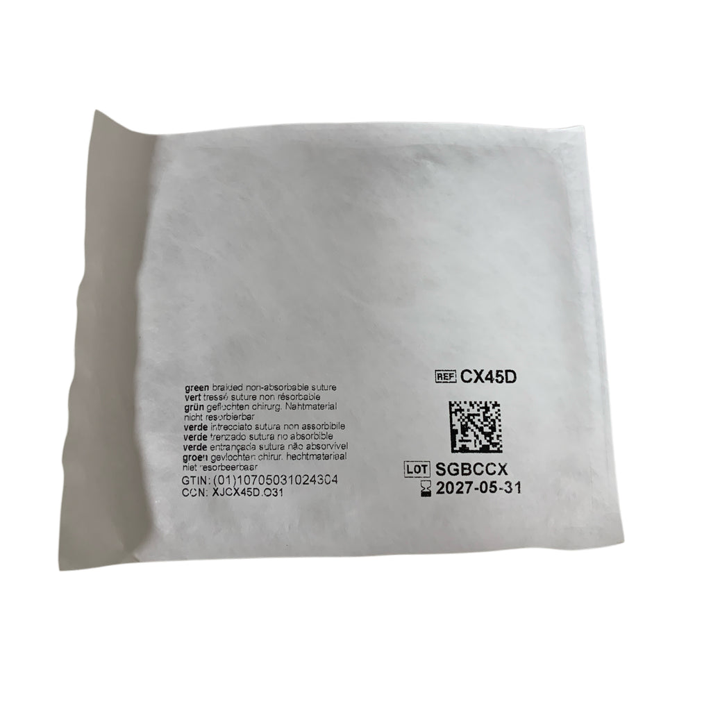 ETHICON REF CX45D Ethibond Excel Green Braided 0 Suture, 8 x 18" (45 cm), MO-6 Needle, Control Release CR/8, Exp.2027/05