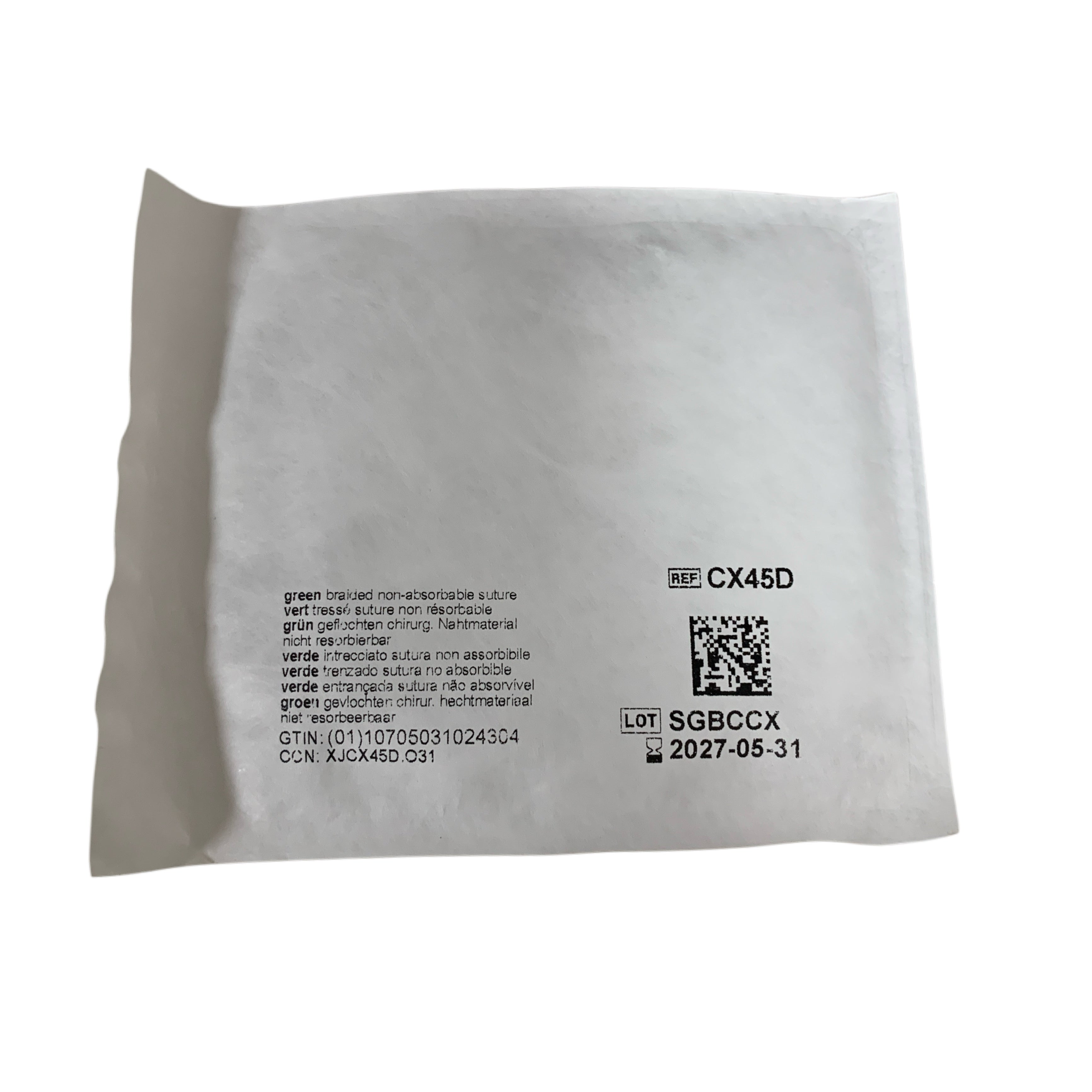 ETHICON REF CX45D Ethibond Excel Green Braided 0 Suture, 8 x 18" (45 cm), MO-6 Needle, Control Release CR/8, Exp.2027/05