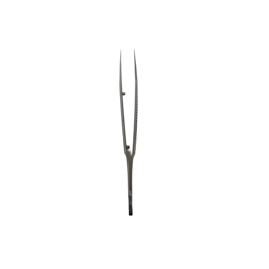 AMBLER REF 2446E, McPherson tying forceps 3 3/8'',straight shafts, 4.0mm tying platforms, narrow serrated flat handle