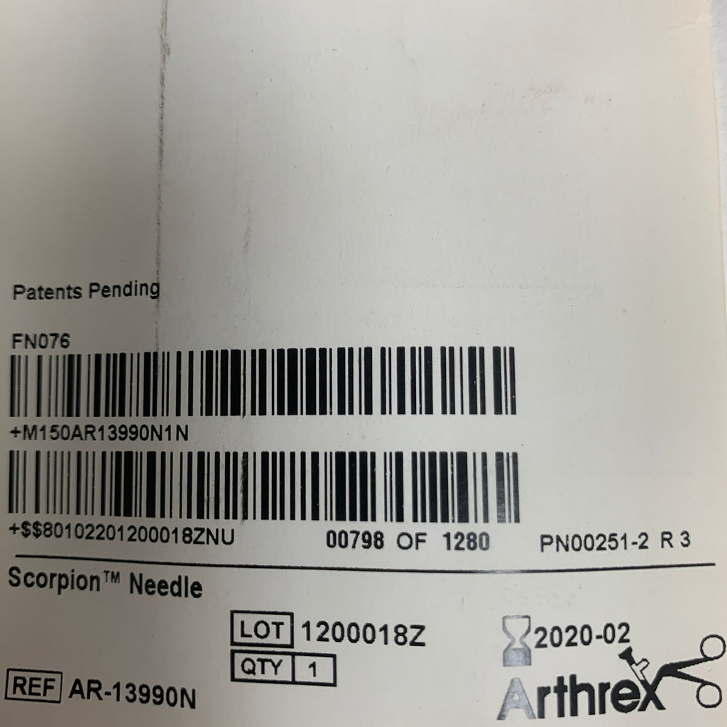 ARTHREX AR-13990N Scorpion Needle, EXP 2020-02