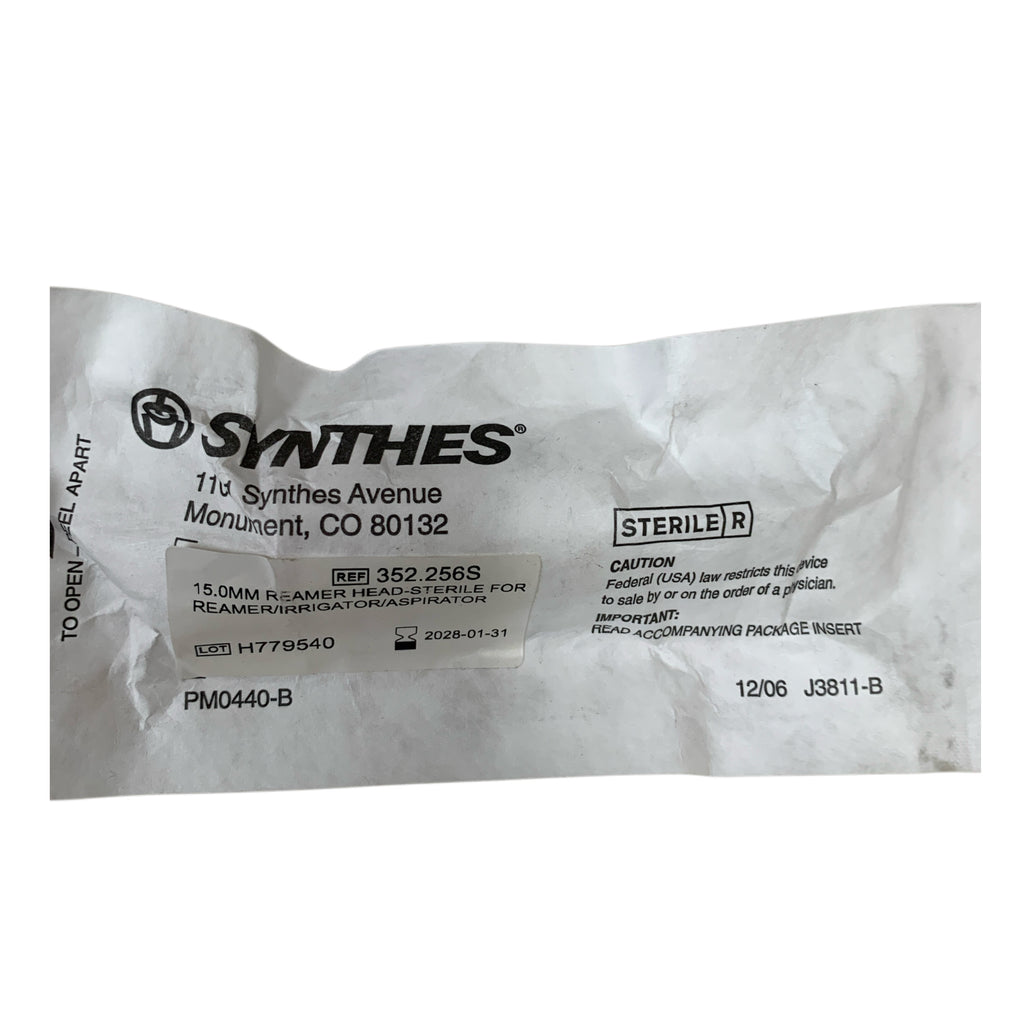 SYNTHES REF 352.256S 15.0MM Reamer Head Sterile For Reamer Irrigator Aspirator Exp 2028 01