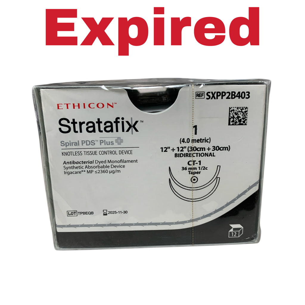 ETHICON REF SXPP2B403 Stratafix Spiral PDS Plus Knotless Tissue Control Device Size 1 CT-1 Needle Box of 12, EXP.2025/11