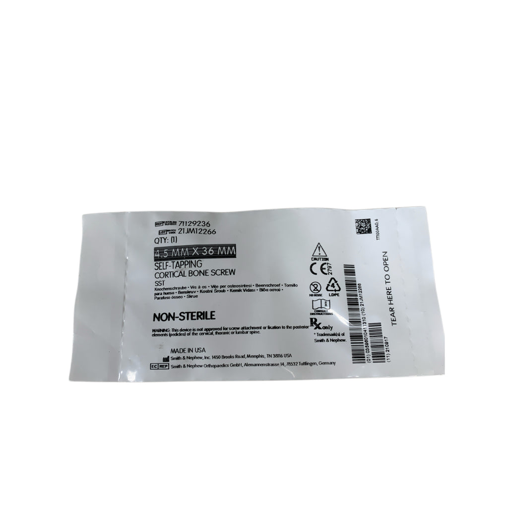SMITH & NEPHEW 71129236 Self Tapping Cortical Bone Screw SST 4.5 mm X 36 mm Non Sterile