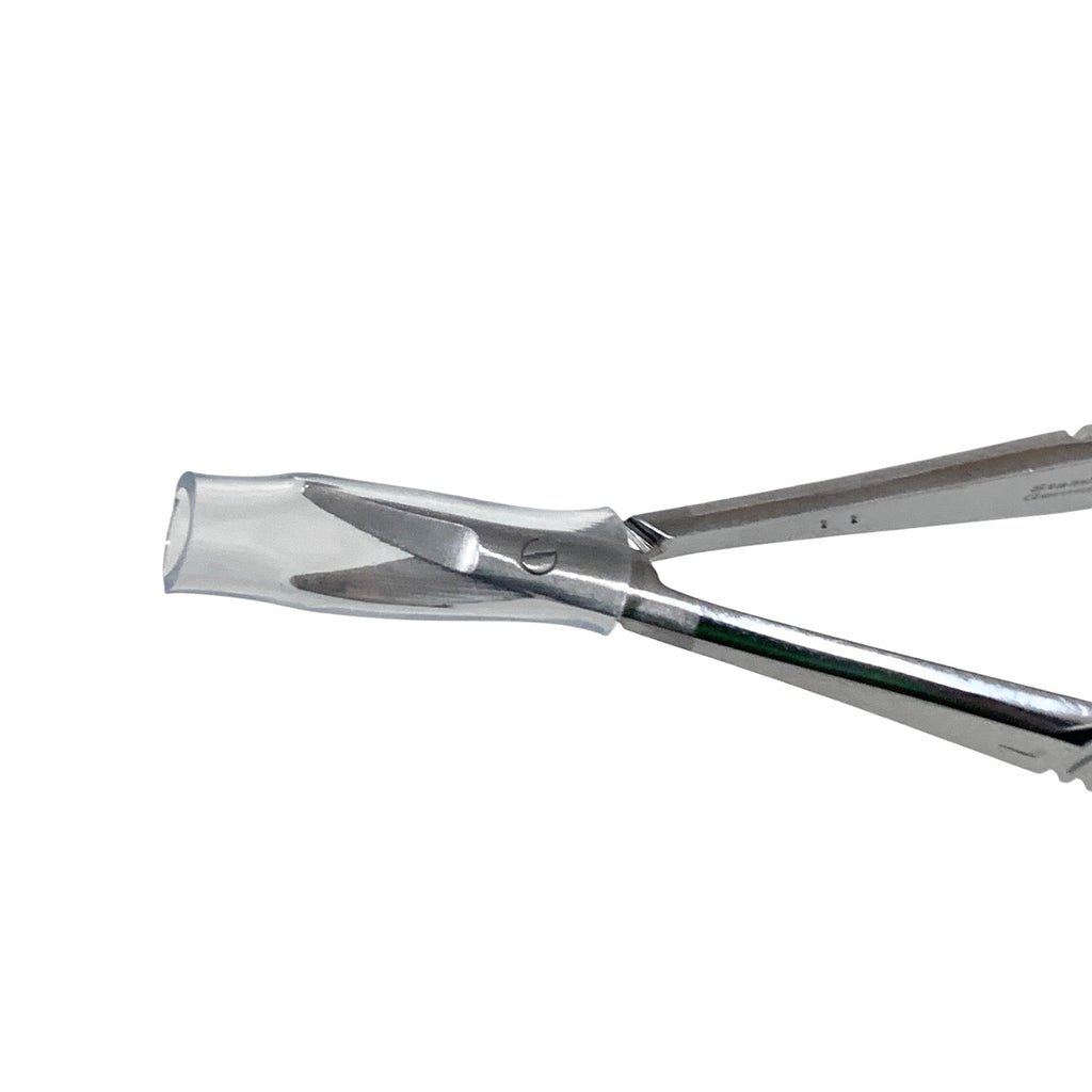 AMBLER REF 5829E Castroviejo corneal scissors 4 1/4'',mini model, curved left 11.0mm blades, blunt tips, flat handle