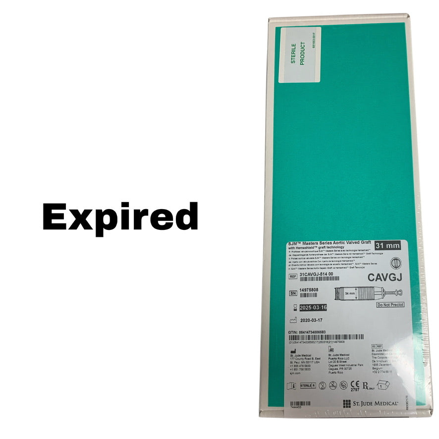 ST JUDE MEDICAL 31CAVGJ-514 00 SJM Masters Series Aortic Valved Graft 31mm EXP 2025 03