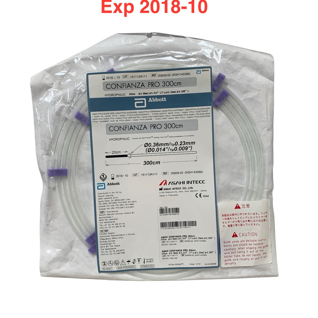 ABBOTT ASAHI INTECC 20629-02 Confianza Pro PTCA Guidewire Hydrophilic 0.36mm (0.014in) Tip 0.23mm (0.009in) 300cm Exp 2018 10