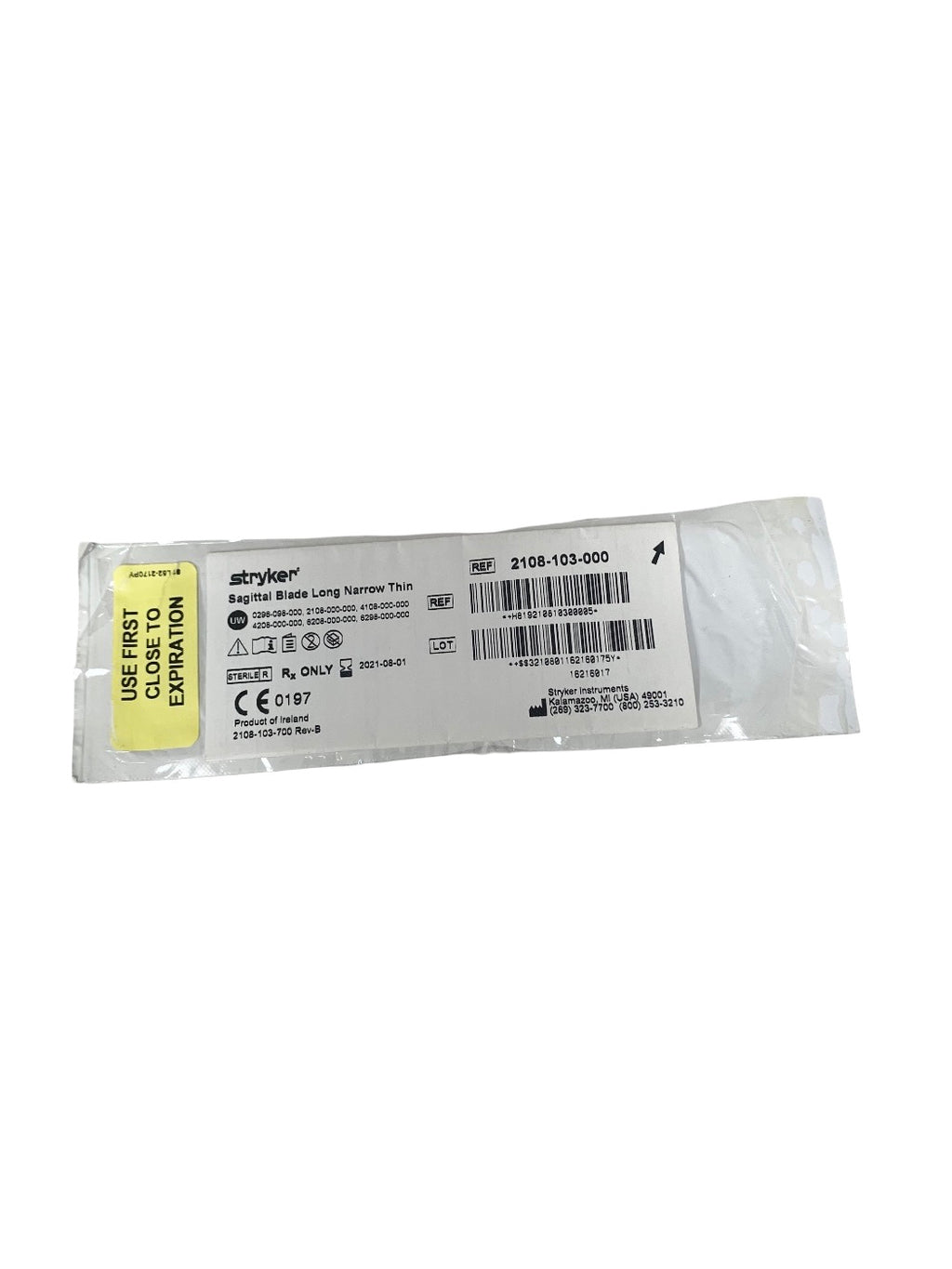 STRYKER REF 2108-103-000 Sagittal Blade Long Narrow Thin, EXP.2021-08