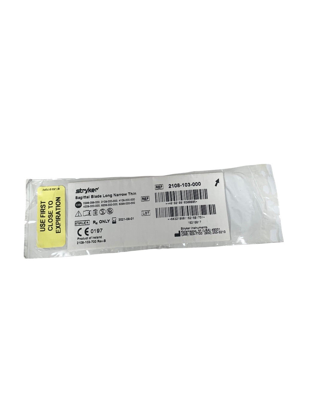 STRYKER REF 2108-103-000 Sagittal Blade Long Narrow Thin, EXP.2021-08
