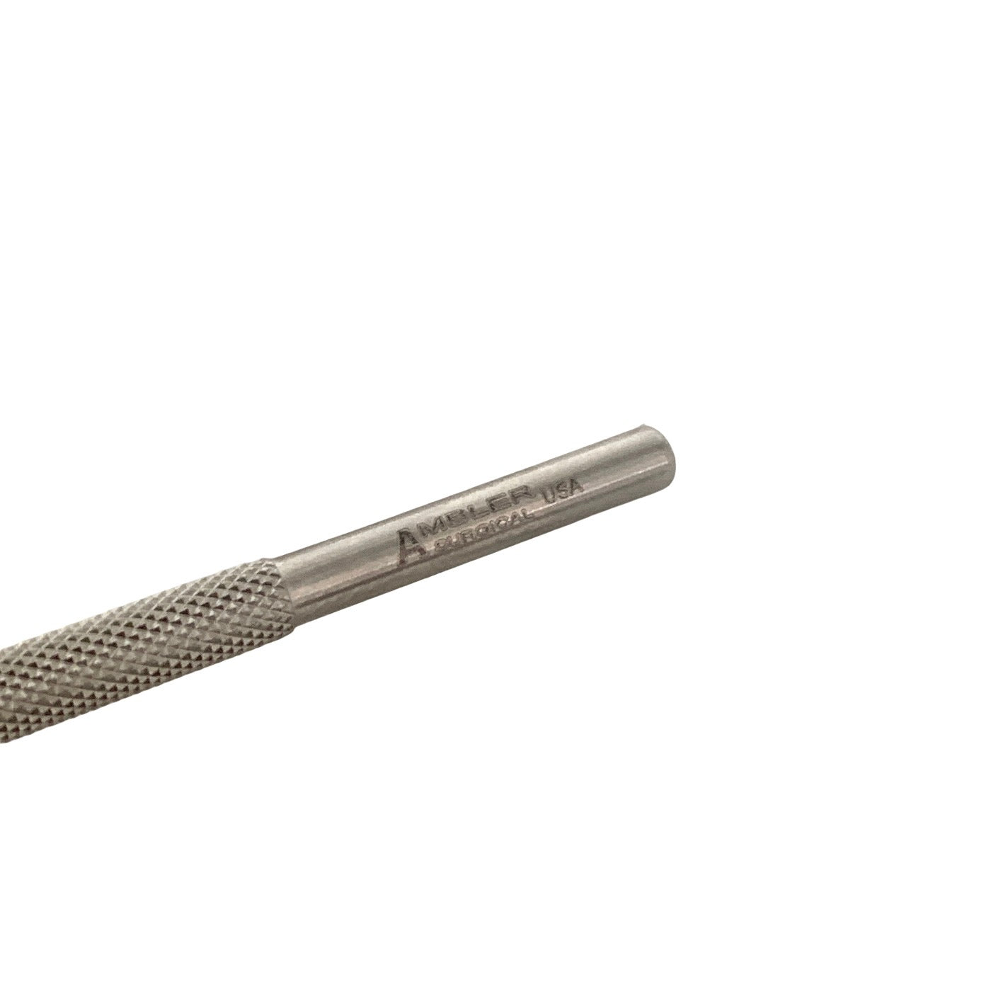 AMBLER REF 9029E Lester lens manipulator 4 1/2'',angled shaft, 10.0mm from bend to tip, 0.25mm hourglass-shaped tip, round handle