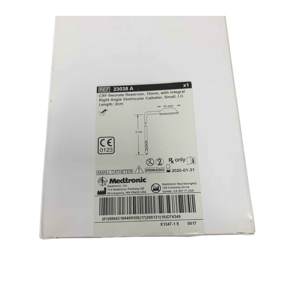 MEDTRONIC 23038A CSF Neonate Reservoir 10 mm Integral Right Angle Ventricular Catheter Small IC 2 cm EXP 2020 01