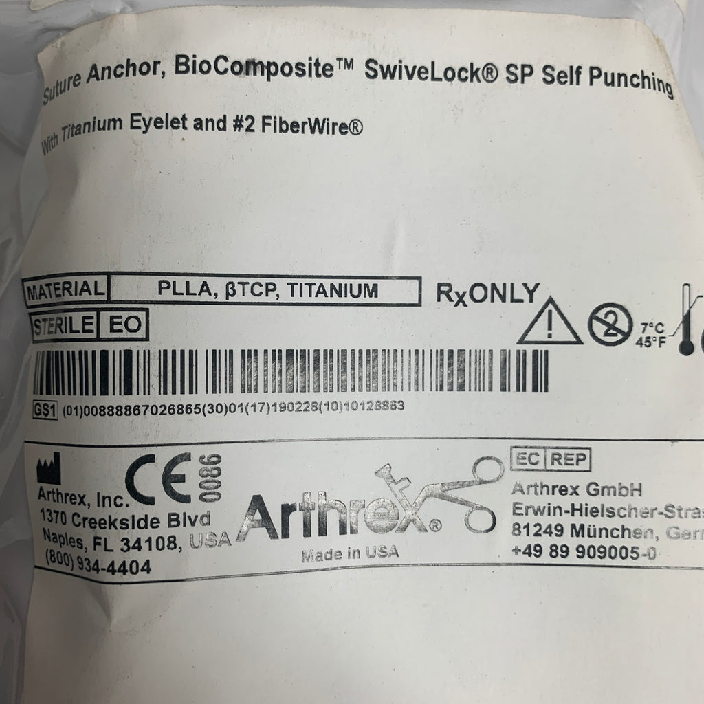 ARTHREX AR-2324BCM BioComposite SwiveLock SP Suture Anchor 4.75 x 24.5mm, EXP 2019-02