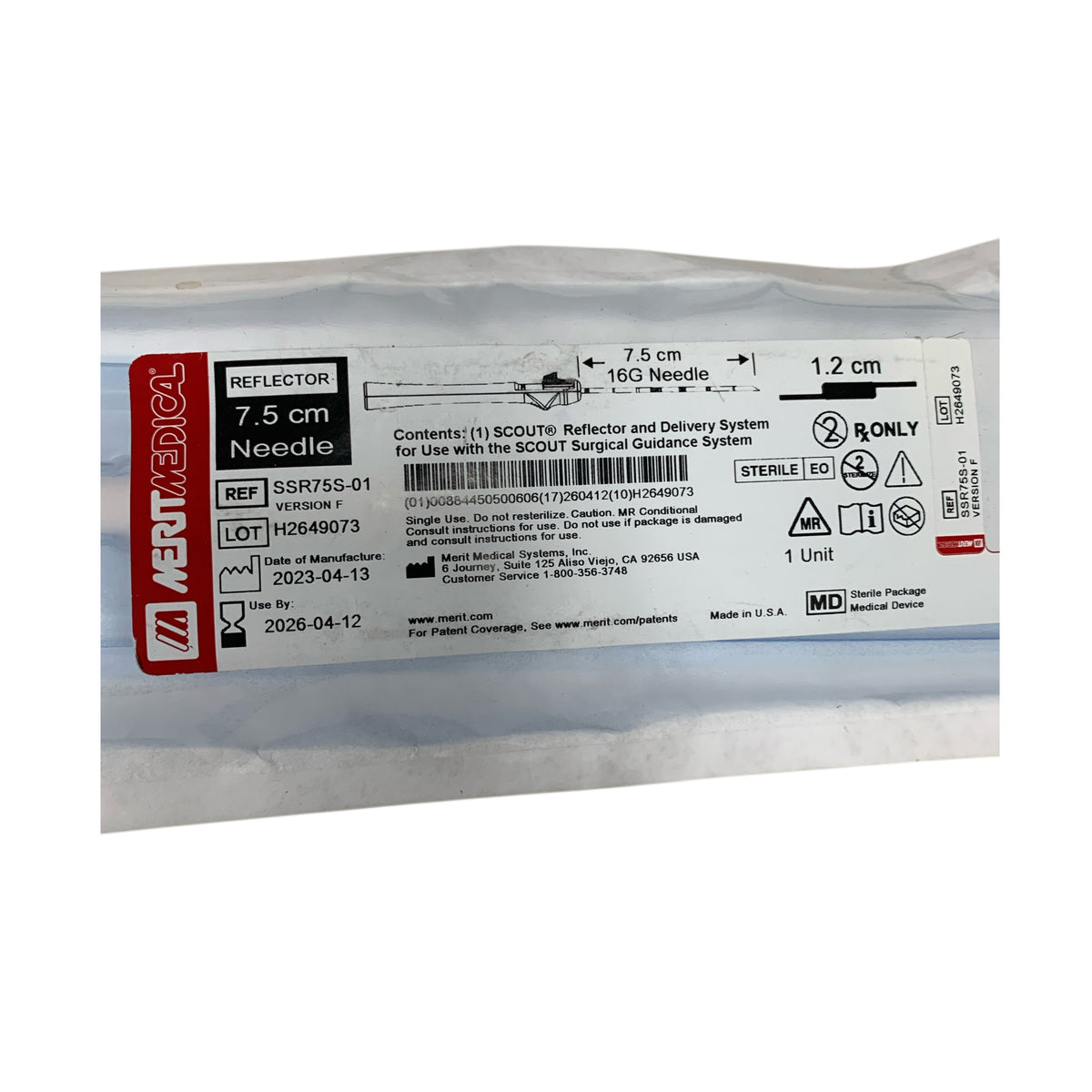 MERIT MEDICAL SSR75S-01 SCOUT Reflector and Delivery System 7.5 cm 16G Needle Exp 2026 04