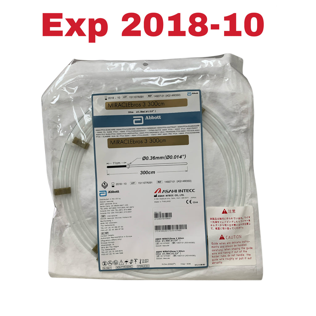 ABBOTT Asahi Intecc 14937-01 / AG14M350 MIRACLEbros 3 PTCA Guide Wire 0.014 in 300cm Exp 2018 10